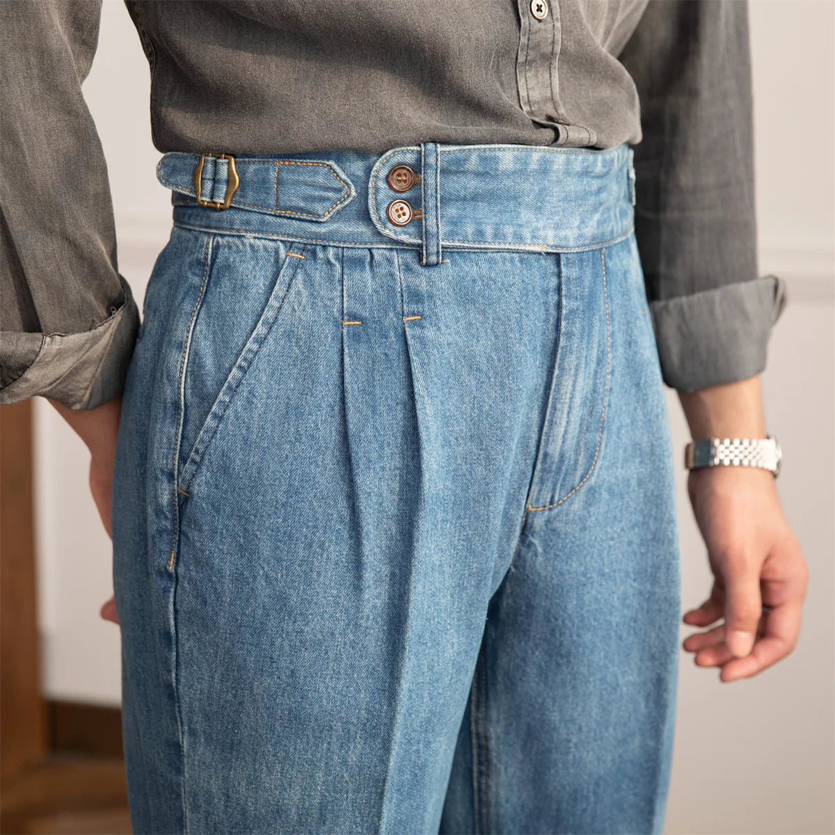 DENIM SEYR PLISSIERTE GERADE HOSEN