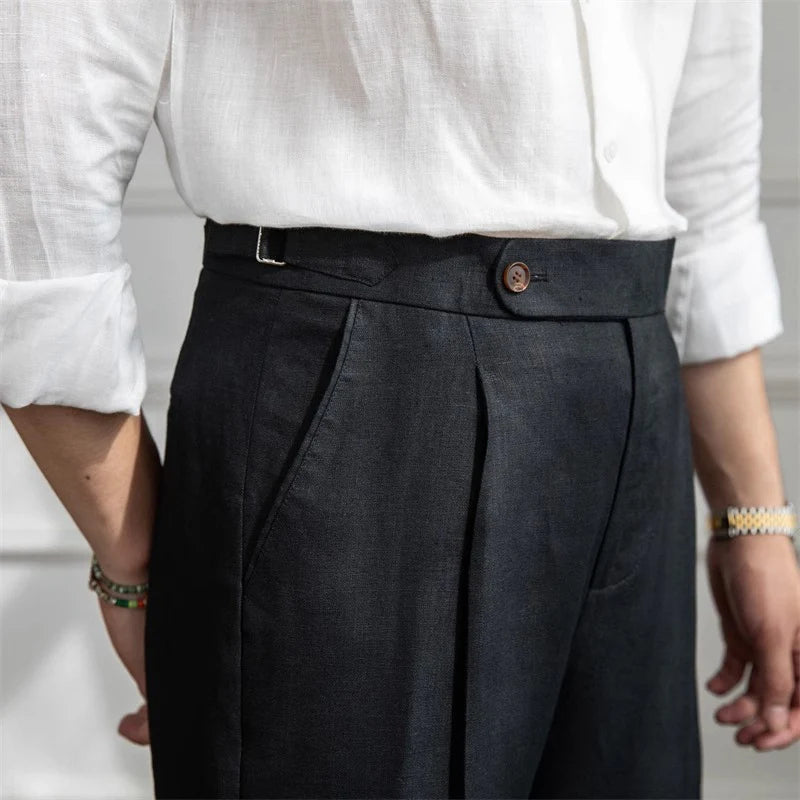 ALTIER CLUB LINEN PLEATED TROUSERS