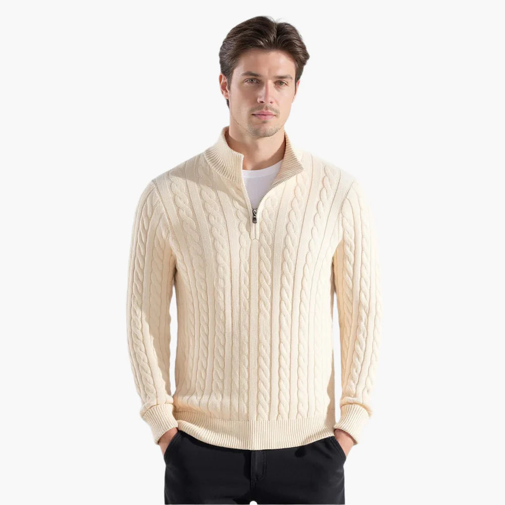 NEWPORT ZIP CABLE SWEATER
