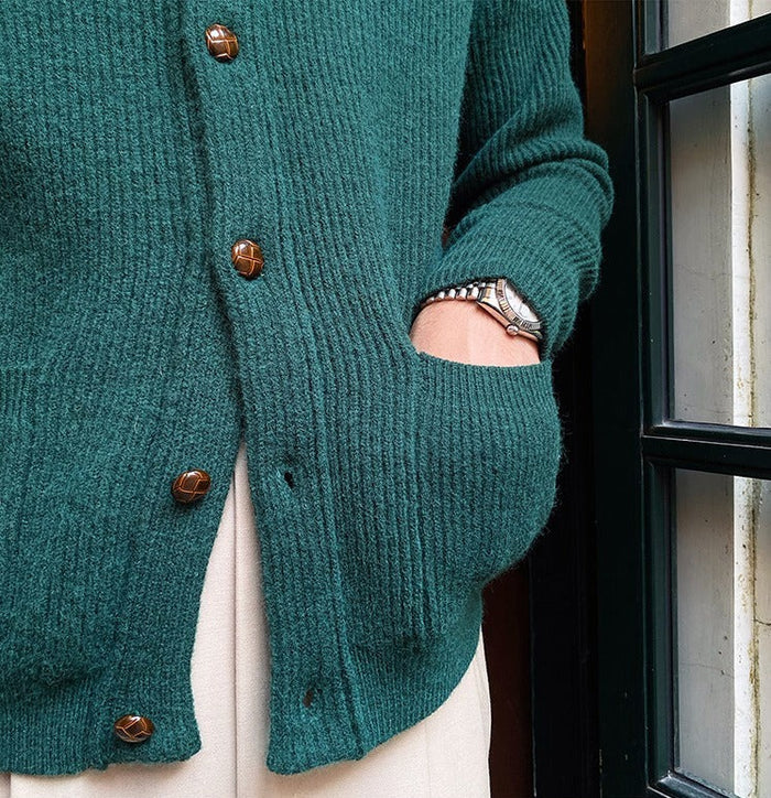 SABLE SHAWL KNITTED CARDIGAN