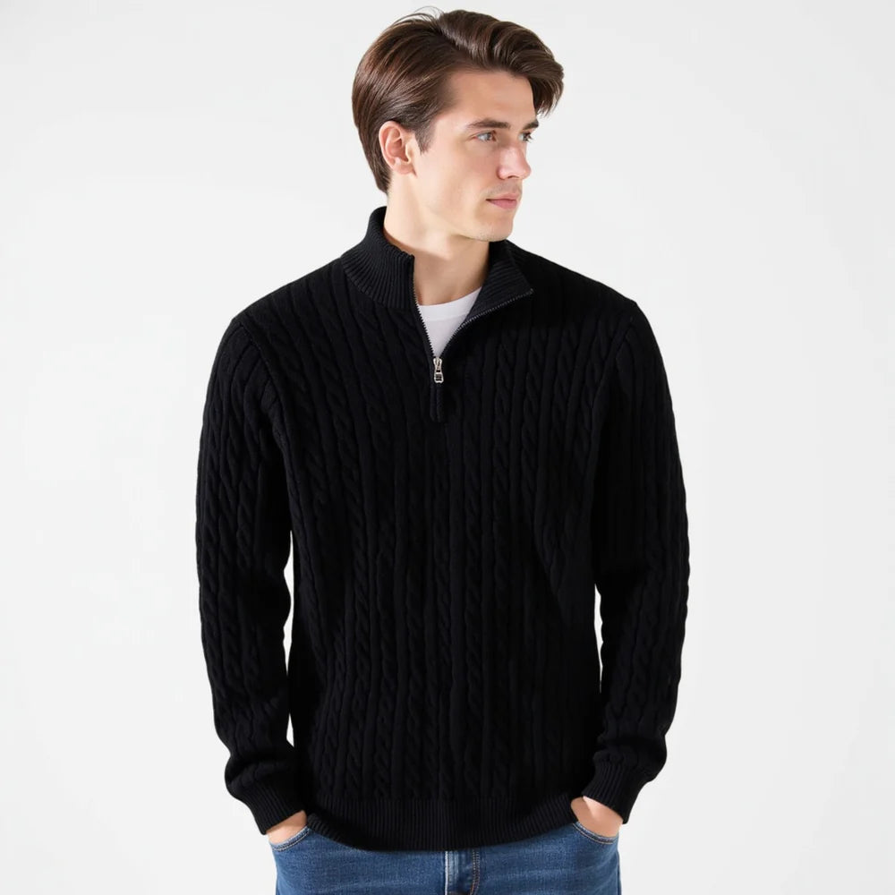 NEWPORT ZIP CABLE SWEATER